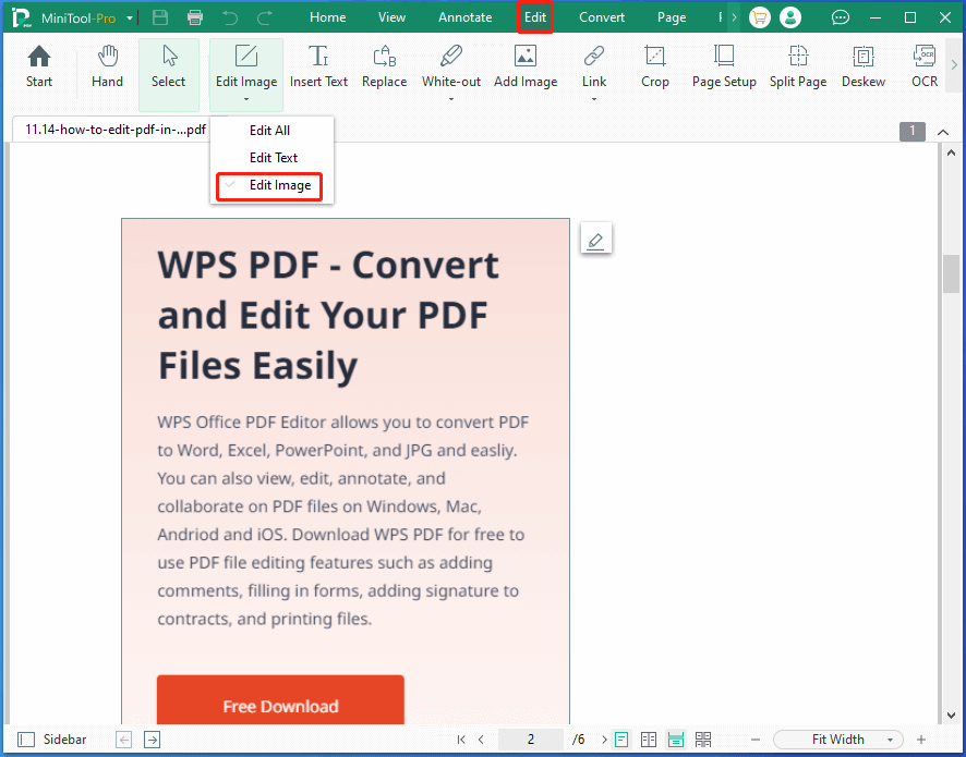 MiniTool PDF Editor edits image