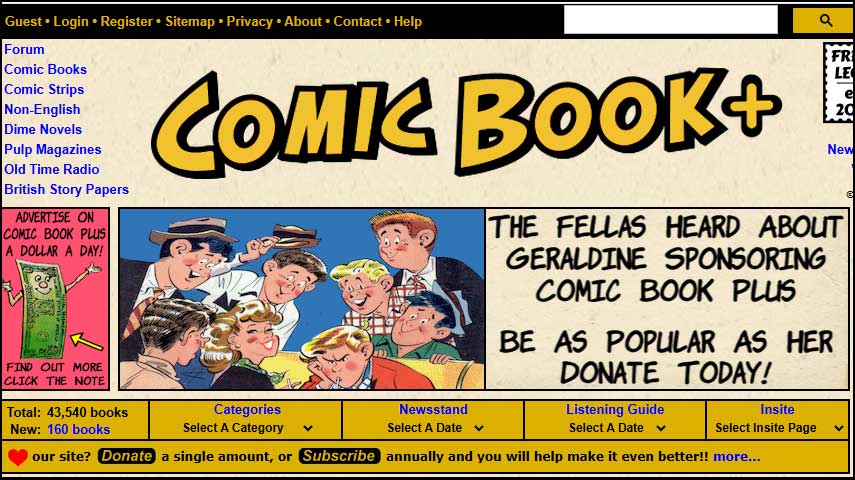 the Comic Book Plus site interface