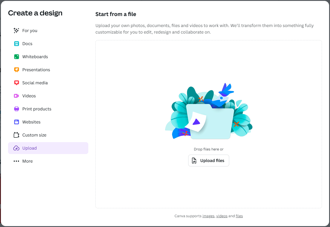 Canva upload files