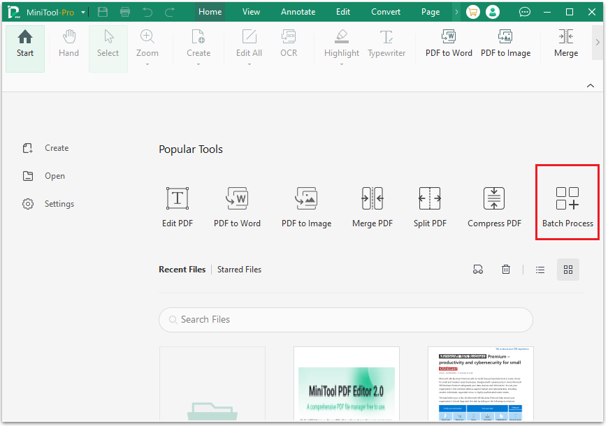 click Batch Progress to open in MiniTool PDF Editor