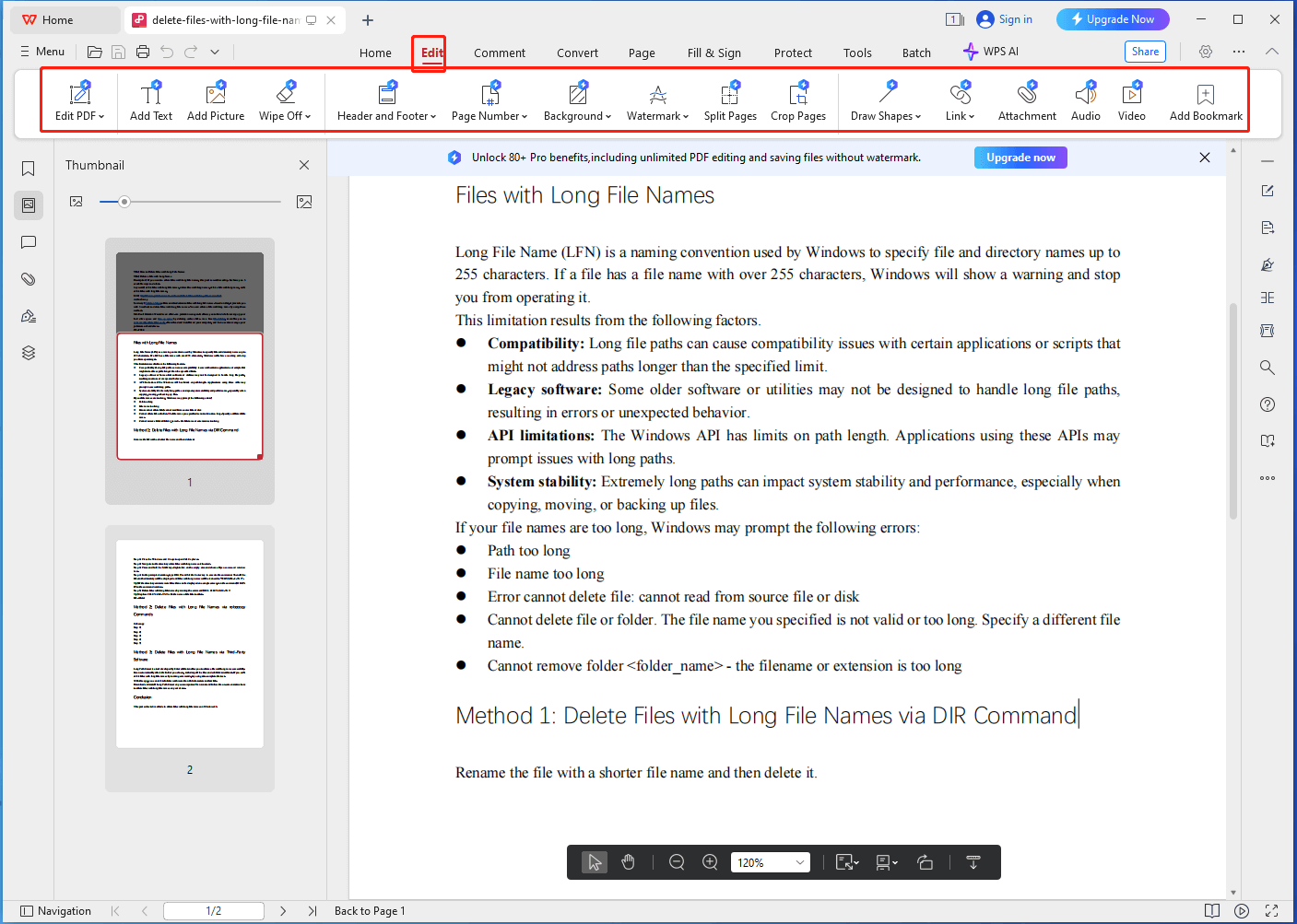 edit PDFs in WPS Office